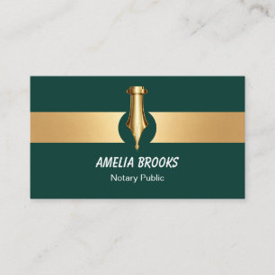 Luxury Emerald Gold Notary Pen Business Card