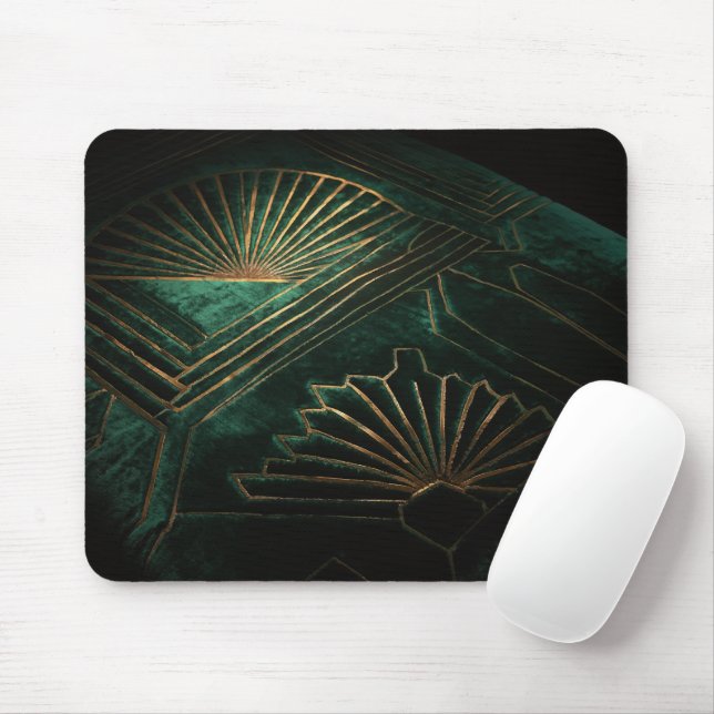 Luxury Emerald Green and Brass Art Deco  Mouse Pad (With Mouse)