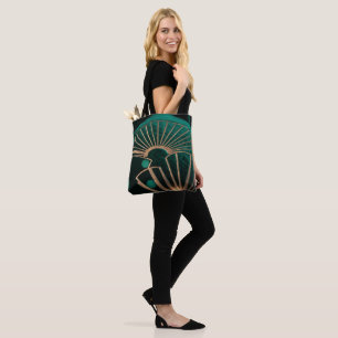 Luxury Emerald Green and Brass Art Deco  Tote Bag