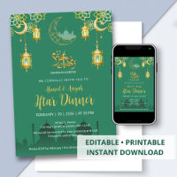 Luxury Emerald Green and Gold Mosque Iftar Dinner