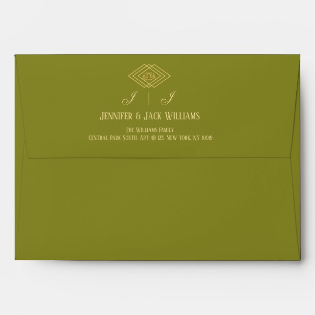 Luxury Emerald Green and Gold  with Botanical Wild Envelope (Back (Top Flap))