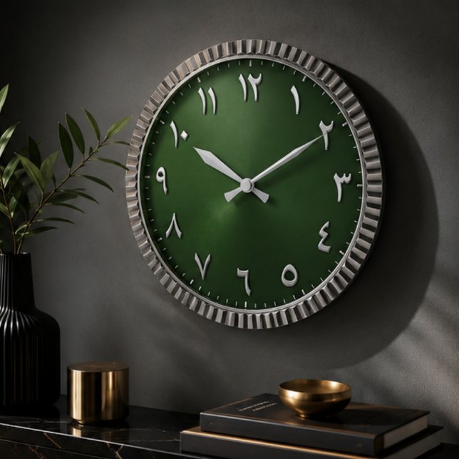 Luxury Emerald Green Arabic Numeral Modern Islamic Large Clock (Creator Uploaded)