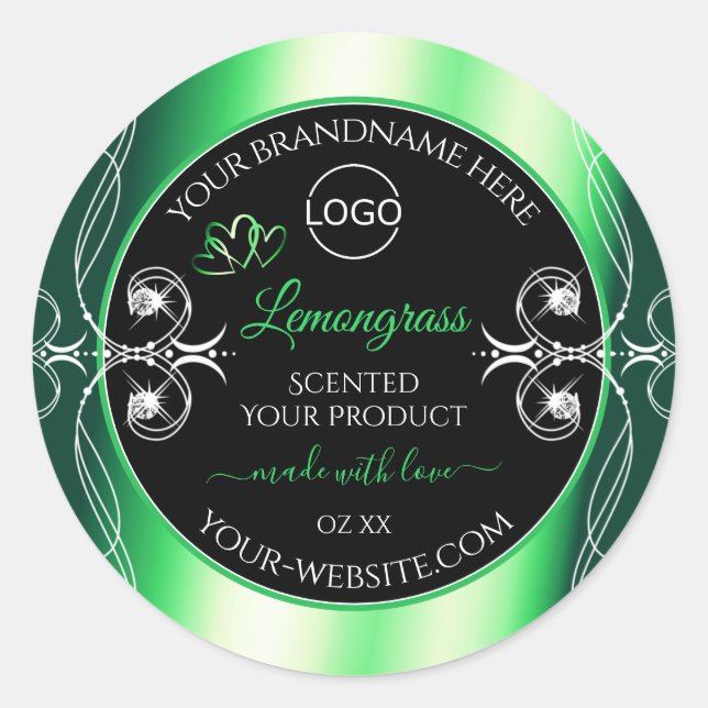 Luxury Emerald Green Black Product Label with Logo (Front)