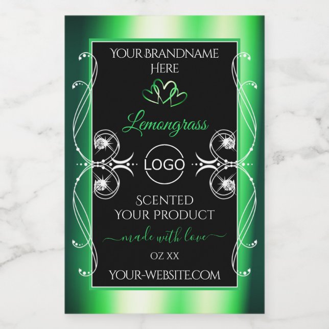 Luxury Emerald Green Black Product Label with Logo (Single Label)