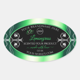 Luxury Emerald Green Black Product Label with Logo