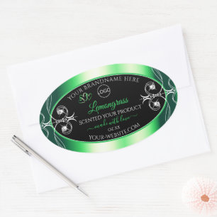 Luxury Emerald Green Black Product Label with Logo