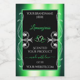 Luxury Emerald Green Black Product Labels Diamonds
