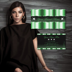Luxury Emerald Green Black Sparkle Jewels Stylish Business Card