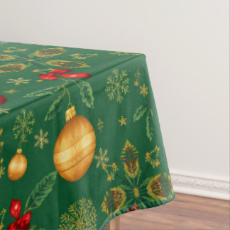 Luxury Emerald Green Gold Christmas Tablecloth