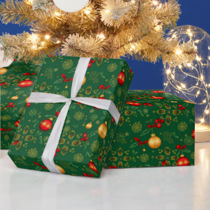 Luxury Emerald Green & Gold Christmas Wrapping Pap Paper