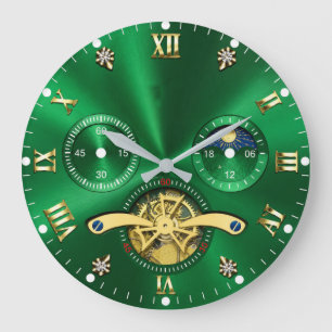 Luxury Emerald Green Gold Elegant Large Clock