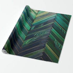 Luxury Emerald Green & Gold Tropical Leaf Art Deco Wrapping Paper