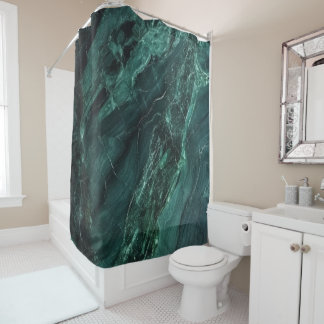 Luxury Emerald Green Quartzite Malachite Marble Shower Curtain