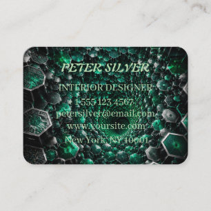 Luxury Emerald Hexagon Vortex Business Card