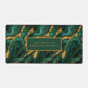Luxury Emerald Malachite Gold Executive Desk Mat