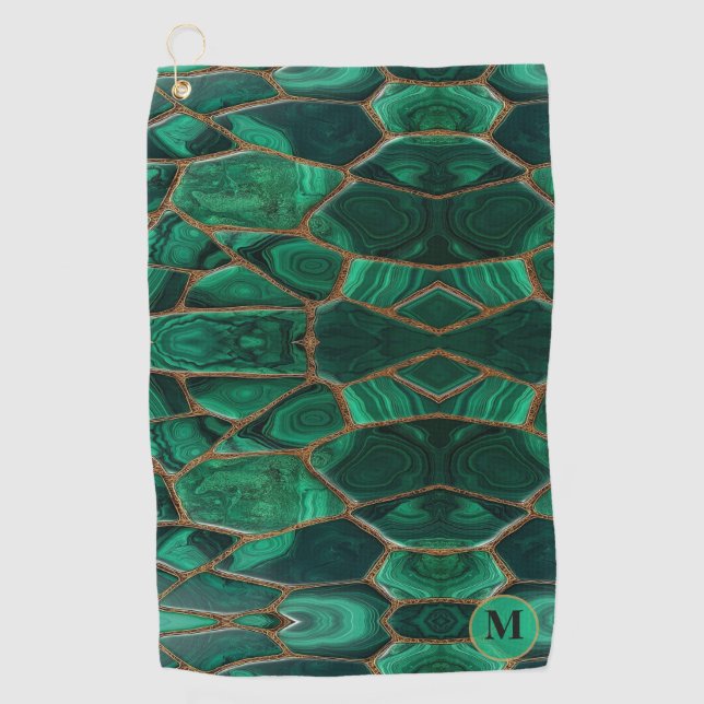 Luxury Emerald Malachite Green Marble Abstract Golf Towel (Front)