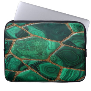 Luxury Emerald Malachite Green Marble Abstract Laptop Sleeve