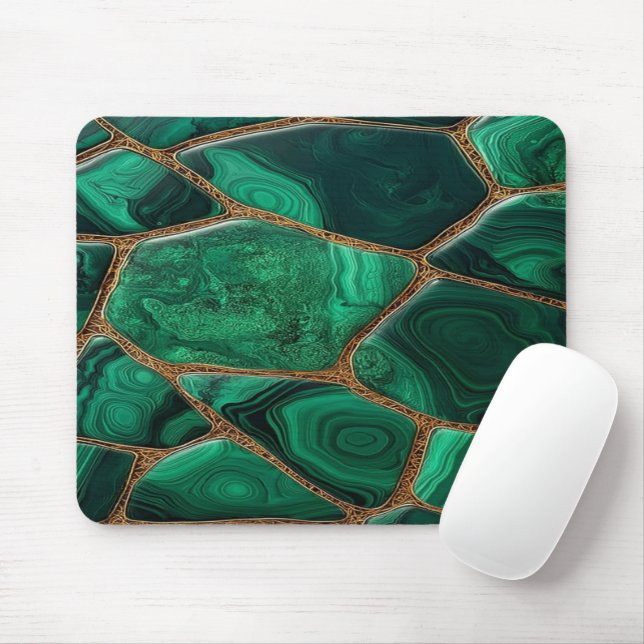 Luxury Emerald Malachite Green Marble Abstract Mouse Pad (With Mouse)