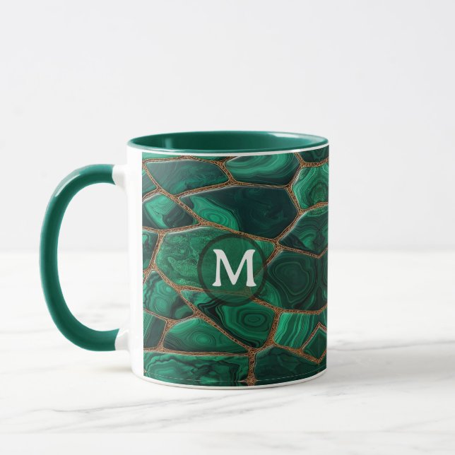 Luxury Emerald Malachite Green Marble Abstract Mug (Left)