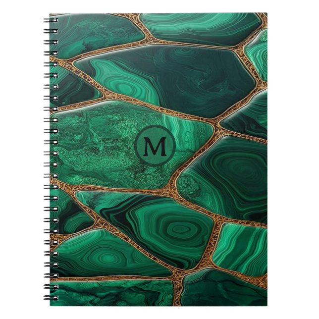 Luxury Emerald Malachite Green Marble Abstract Notebook (Front)