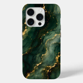 Luxury Emerald Marble with Gold Veins iPhone 15 Pro Case