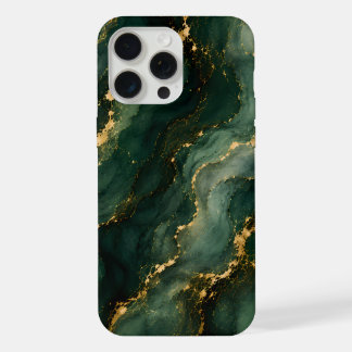 Luxury Emerald Marble with Gold Veins iPhone 15 Pro Max Case