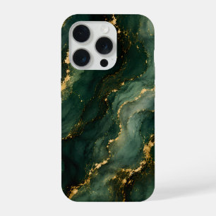 Luxury Emerald Marble with Gold Veins iPhone 15 Pro Case