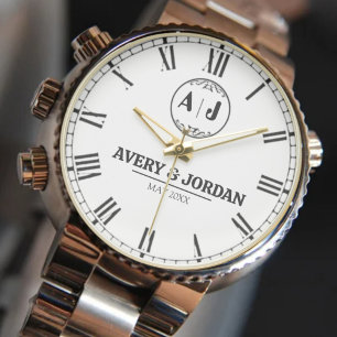 Luxury Engraved Monogram Couples Minimalist Person Watch