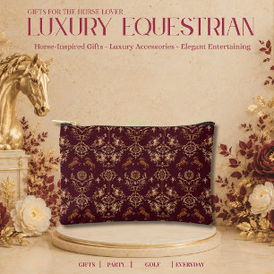 Luxury Equestrian Burgundy and Gold Accessory Pouch