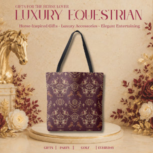 Luxury Equestrian Burgundy and Gold Tote Bag