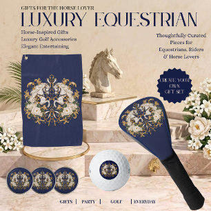 Luxury Equestrian Horse Navy Gold & Ivory Golf Balls