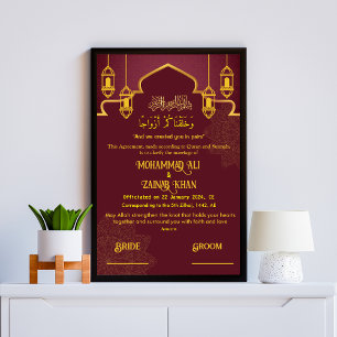 Luxury Ethinic Islamic Frame Nikah contract Poster