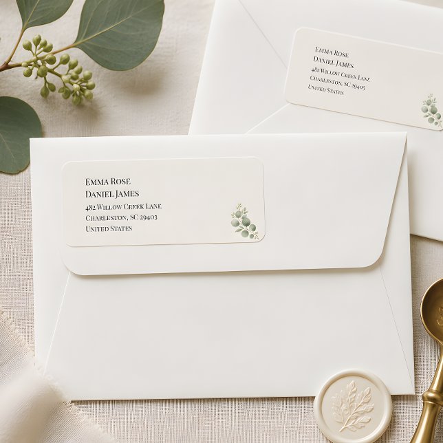 Luxury Eucalyptus Greenery Return Address  (Return address labels for the Eucalyptus wedding themed collection)