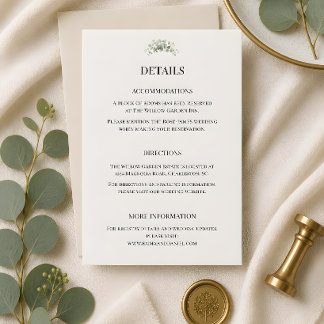 Luxury Eucalyptus Greenery Wedding Details Enclosure Card