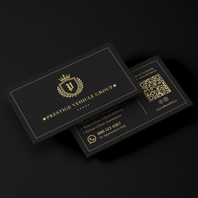 Luxury Executive Auto Concierge Crest Black  Business Card (Luxury Executive Auto Concierge Crest Black Business Card
)