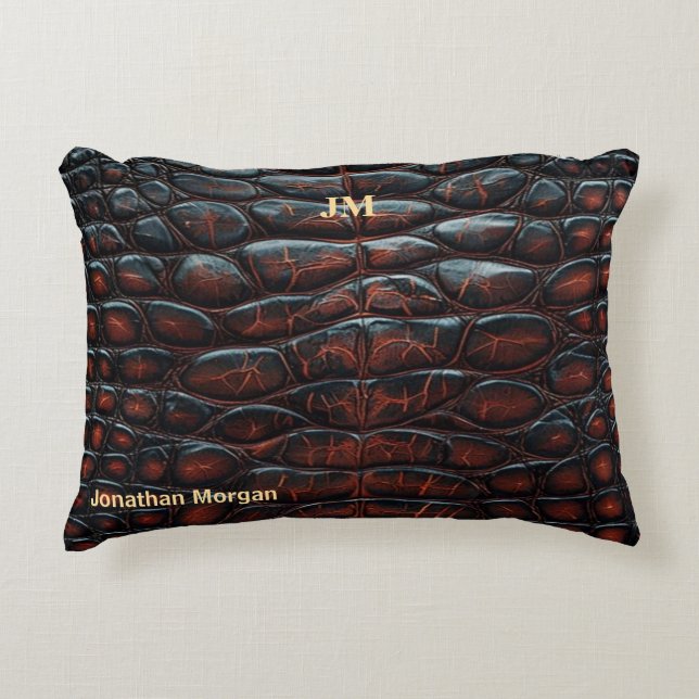 Luxury Executive Monogram Premium Leather  Decorative Cushion (Front)