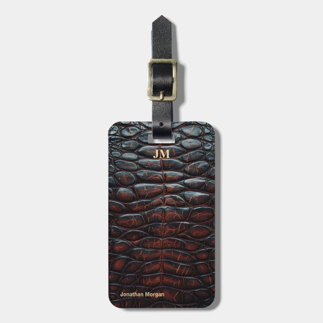 Luxury Executive Monogram Premium Leather  Luggage Tag (Front Vertical)
