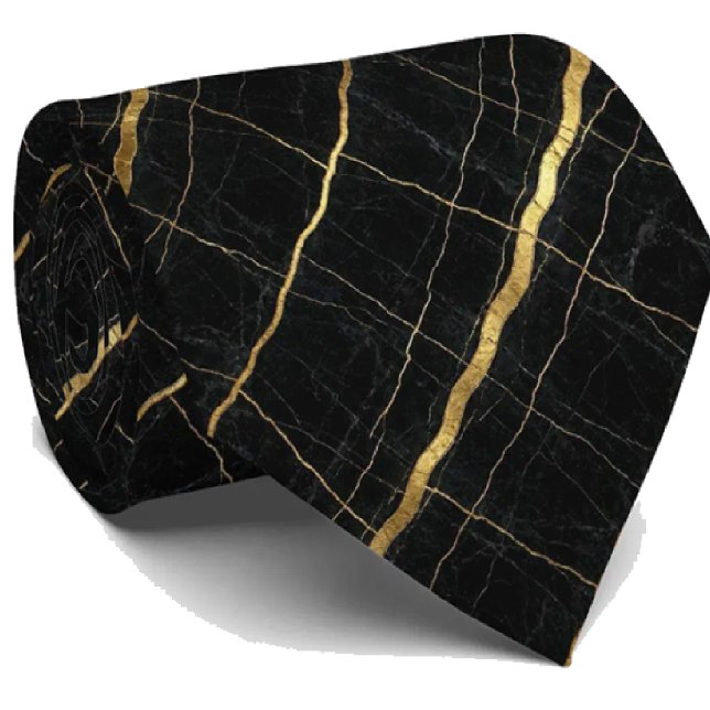 Luxury Executive Tie | Black & Gold Marble (Creator Uploaded)