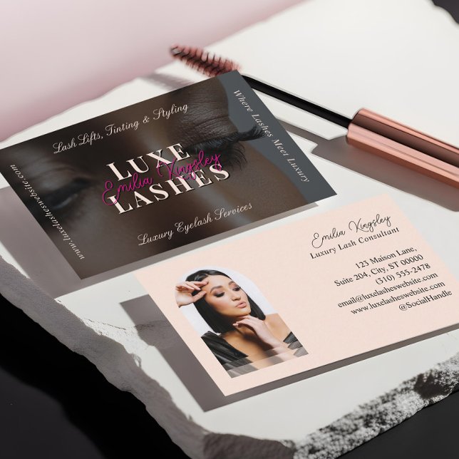Luxury Eyelash Beauty Lash Professional Black Pink Business Card (Luxury Eyelash Beauty Lash Professional Black Pink Business Card)