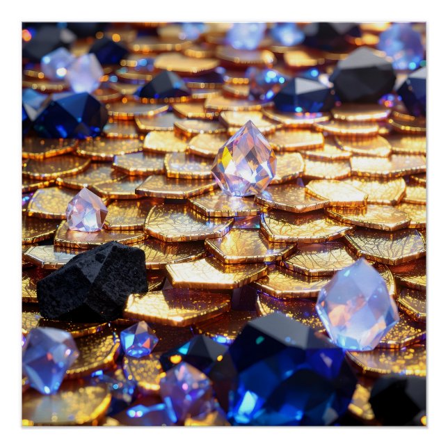 Luxury Fantasy Gemstone Abstract  Poster (Front)