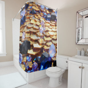 Luxury Fantasy Gemstone Abstract Shower Curtain
