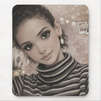 Luxury Fashion Doll– Porcelain Style Ilustration Mouse Pad