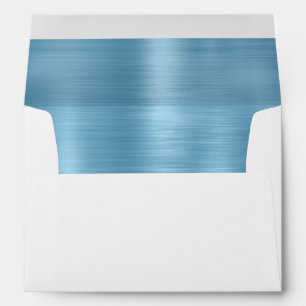 Luxury Faux Blue Metal Steel Return Address  Envelope
