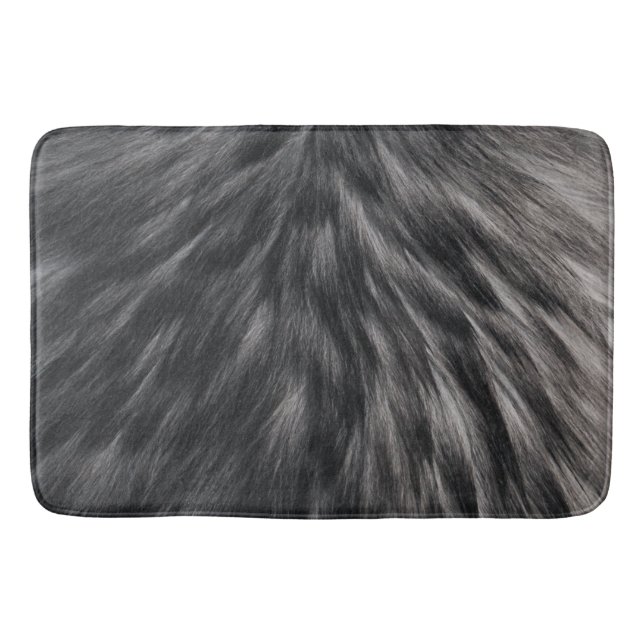Luxury Faux Fur Print Black Grey Mink Animal Hair  Bath Mat (Front)
