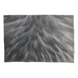 Luxury Faux Fur Print Black Grey Mink Animal Hair  Pillowcase