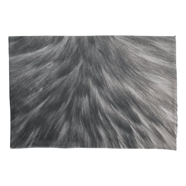 Luxury Faux Fur Print Black Grey Mink Animal Hair  Pillowcase (Front)