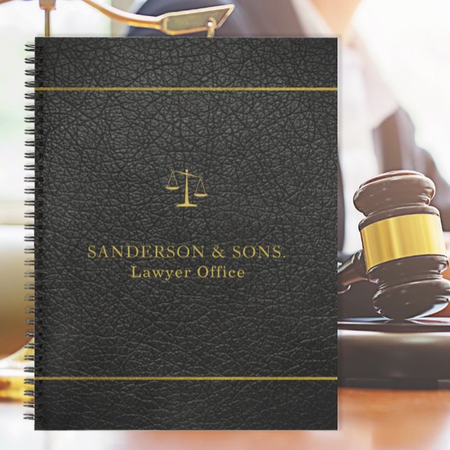 Luxury faux gold and black leather lawyer office notebook (Creator Uploaded)