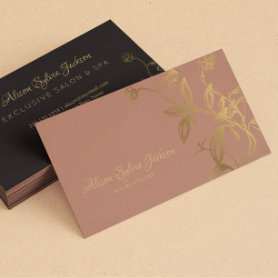 Luxury faux gold foil dusty rose beauty salon business card