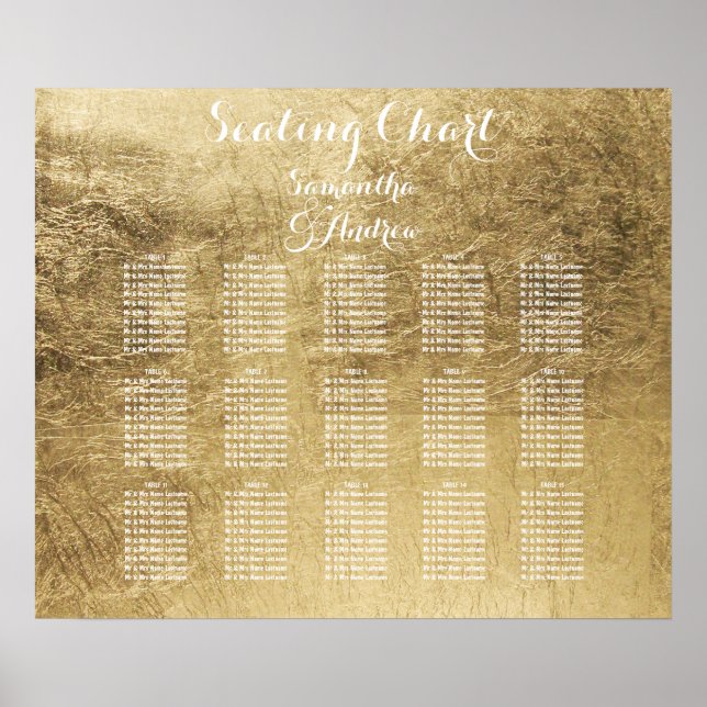 Luxury faux gold leaf table seating chart (Front)