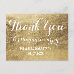 Luxury faux gold leaf thank you postcard